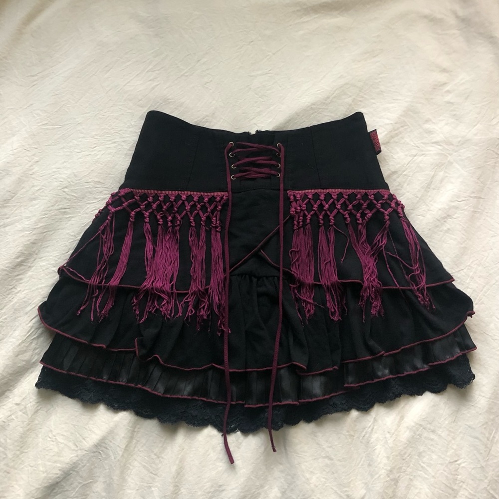 Tripp Nyc Goth Embroidered Mini skirt